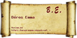 Béres Emma névjegykártya